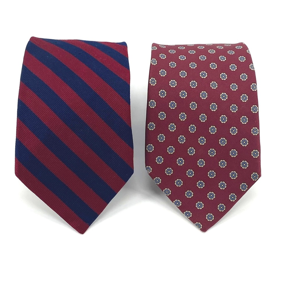 Thukker's Tiesmiths Tall Man Burgundy Blue Striped Patterned Necktie LONG 3.5x63